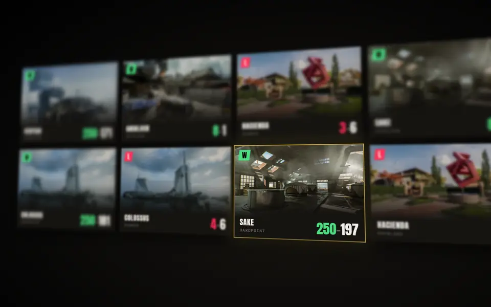 RankKD match library showing recorded matches, with one Hardpoint win highlighted